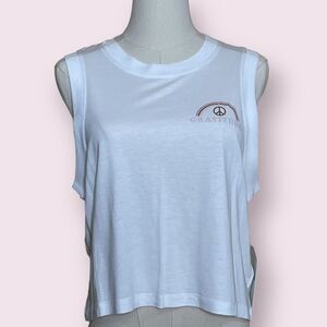 Spiritual Gangster NWT Gratitude Box Crop Tank Top Size XL White Sleeveless Tee